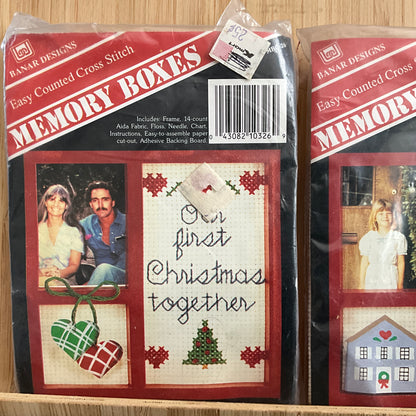 Banar Designs set of 2 Christmas cross stitch picture kits with red plastic frames