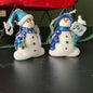 Snowmen set of 2 Joy and shovel clay dough Christmas ornaments