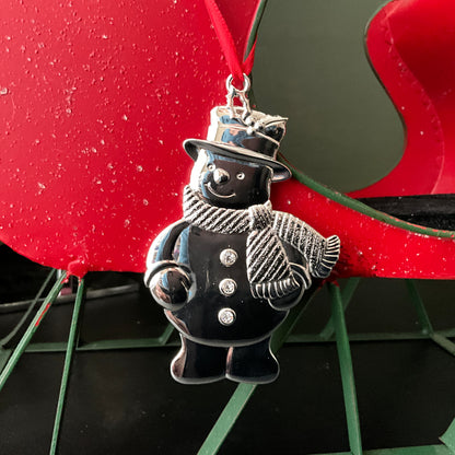 Lenox Frosty the Snowman Silvertone metal Christmas ornament