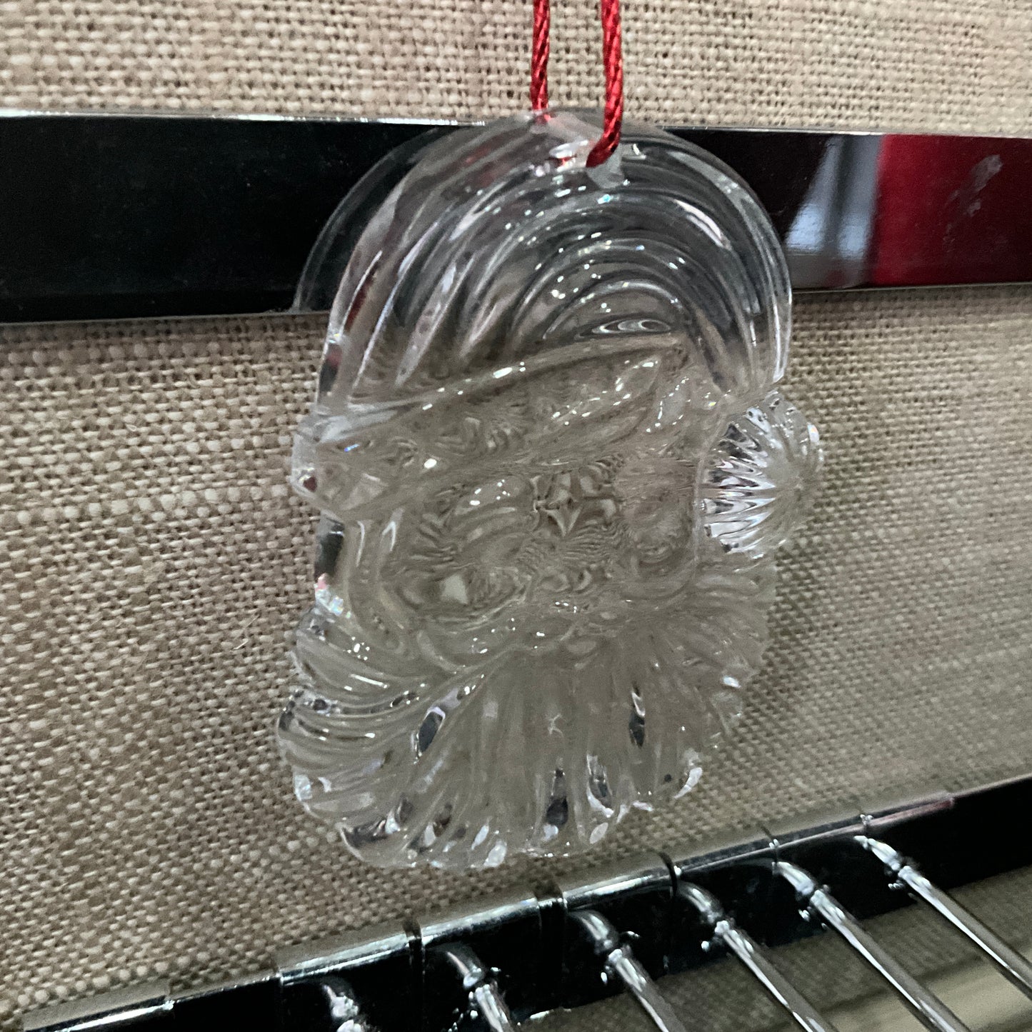 Gorham Crystal Santa Face West Germany Christmas ornament