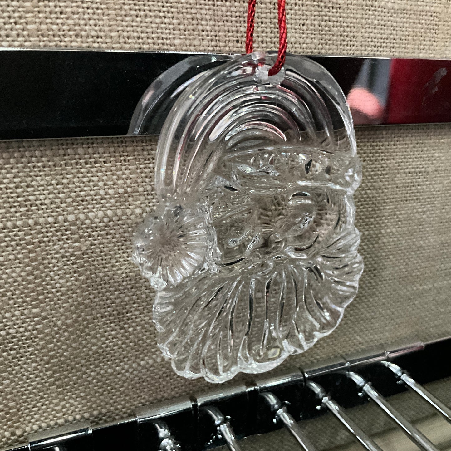 Gorham Crystal Santa Face West Germany Christmas ornament