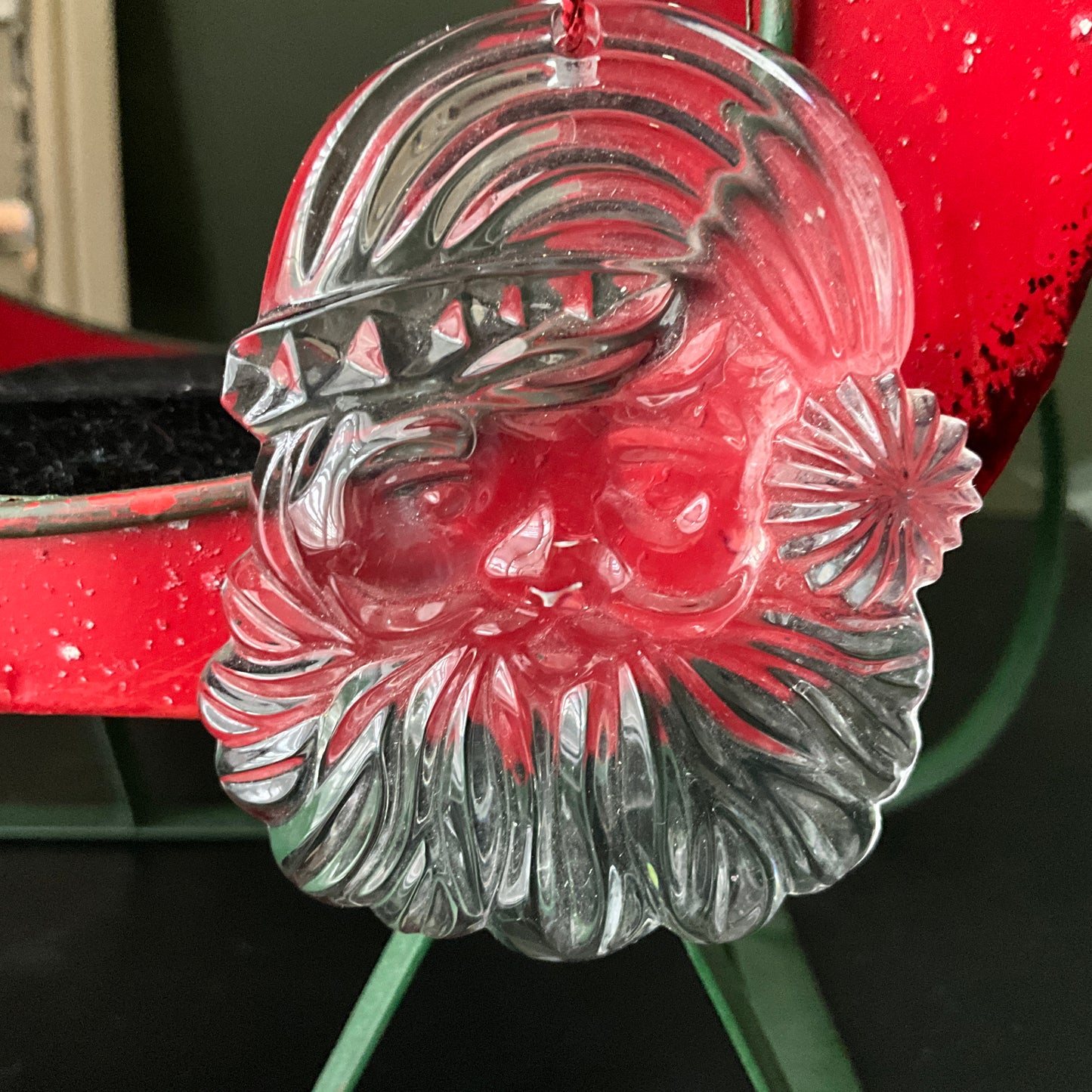 Gorham Crystal Santa Face West Germany Christmas ornament