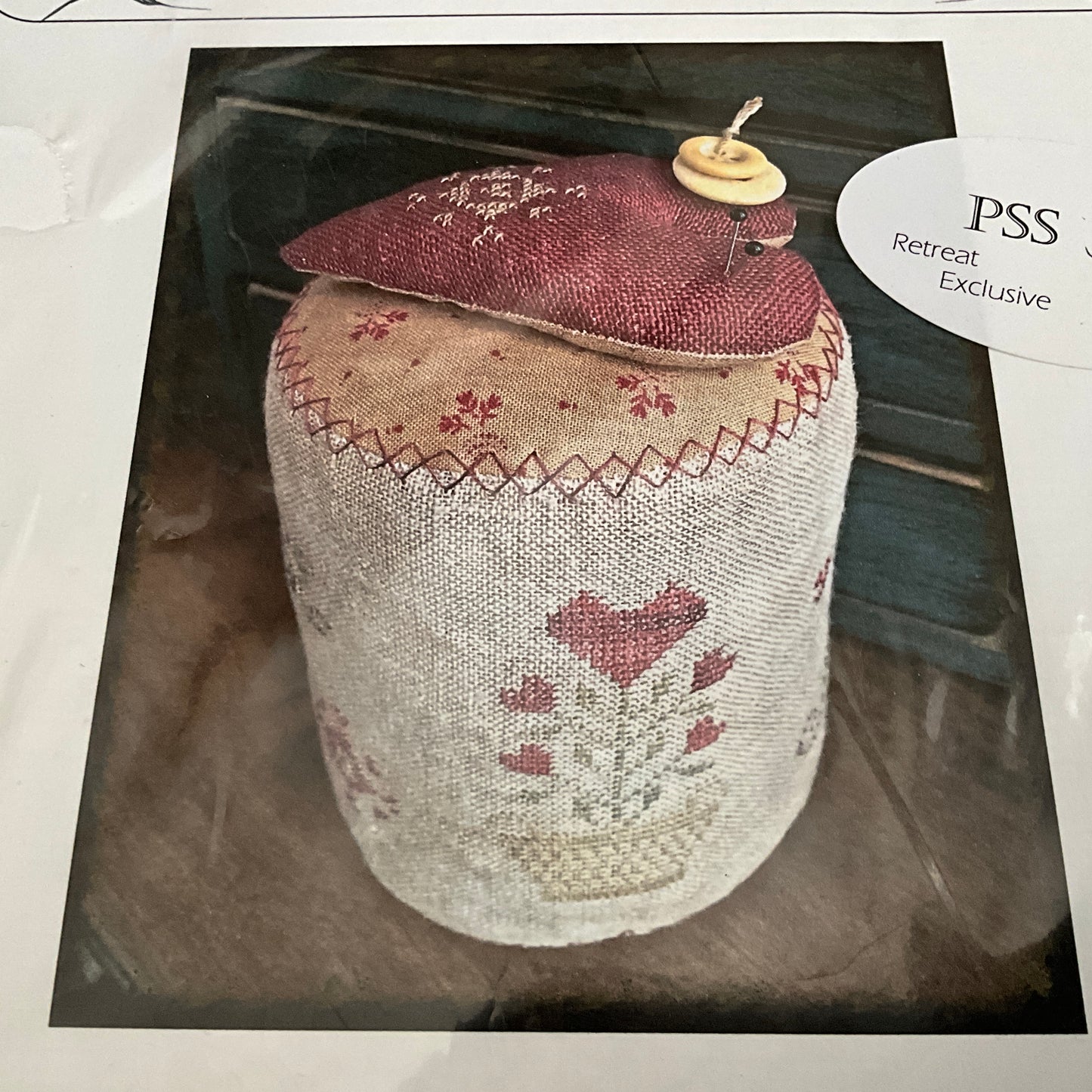 Delaney Woods Treasures Be Mine Pinkeep Drum Original Deigns by Theresa L. Meloon cross stitch chart Retreat Exclusive!