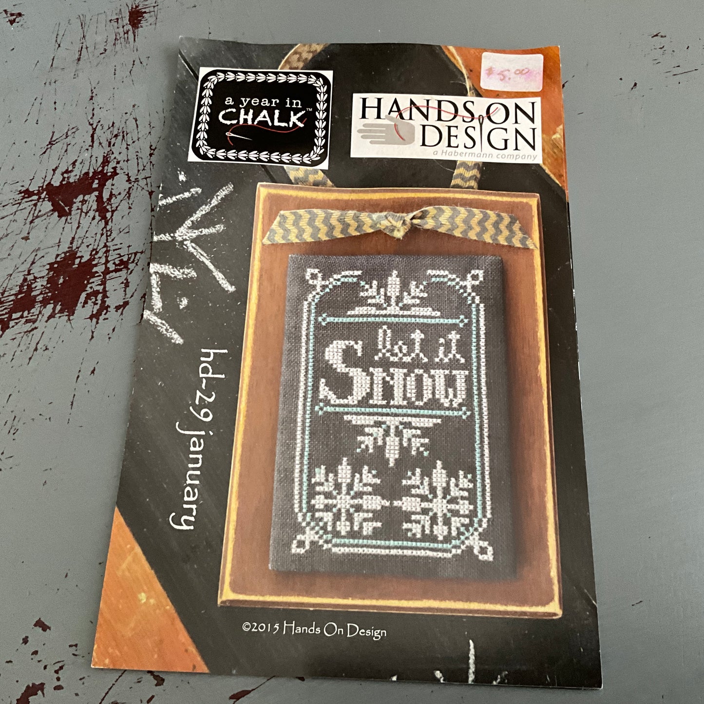 Hands On design A Year In Chalk set of 5 counted cross stitch charts Han, May, Oct, Nov, & Dec