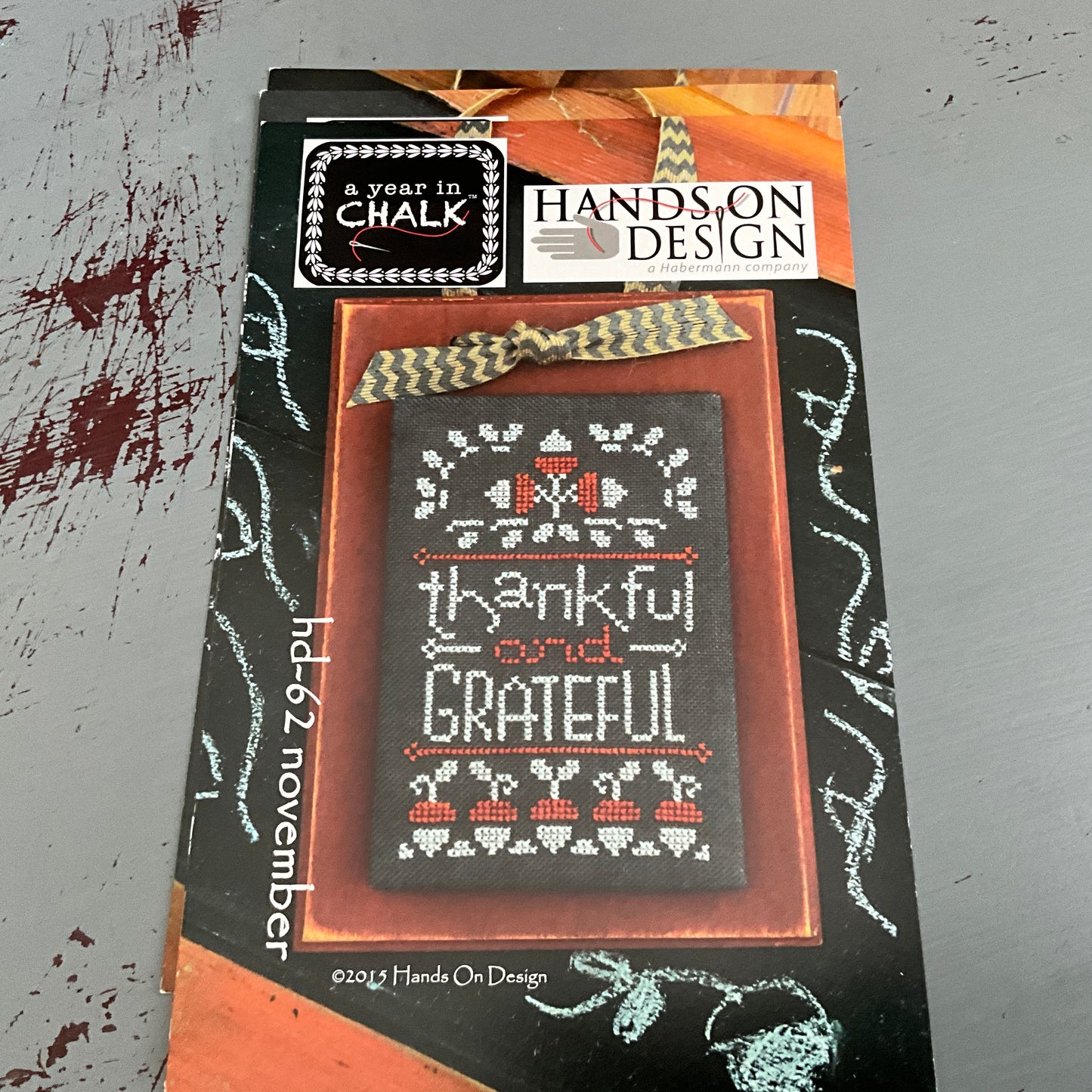 Hands On design A Year In Chalk set of 5 counted cross stitch charts Han, May, Oct, Nov, & Dec
