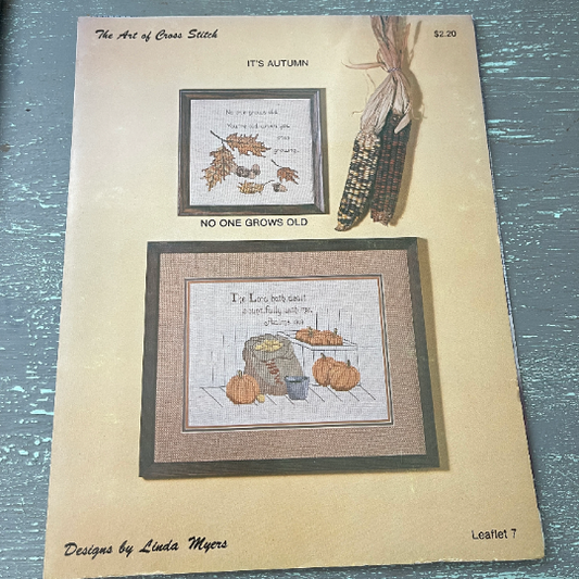 The Art Of Cross Stitch It's Autumn No One Grows Old Vintage 1980 Counted Cross Stitch Chart Rare*