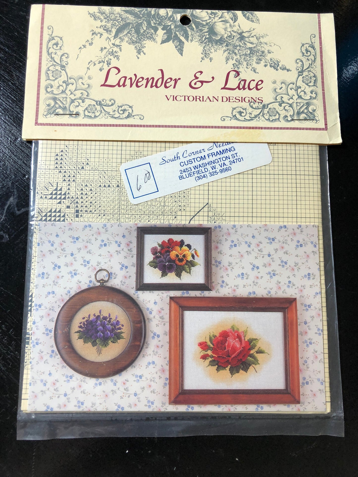 Lavender & Lace, Violets, Pansies, Roses, Vintage, Counted Cross Stitch Pattern