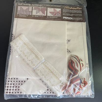 Paragon Needlecraft Snowflaking Plus Colonial Star Pillow 0496 vintage 1983 Teneriffe embroidery kit