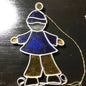 Stained Glass Ice Skater, Vintage Christmas Ornament, 6.5 by 4 inch