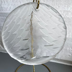 Christmas Tree in Frosted 1/2 Inch Thick 5 Inch Round Clear Glass Vintage Wall Hanging/Ornament