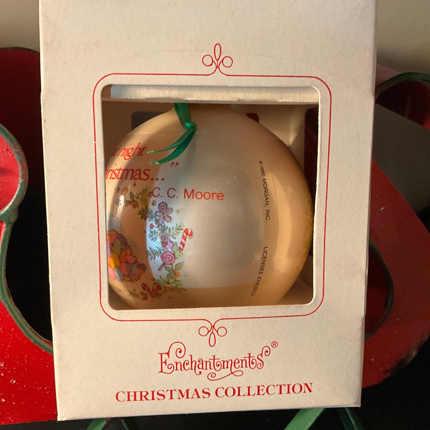 Enesco Enchantments Christmas Collection Vintage 1981 Glass Ball Ornament