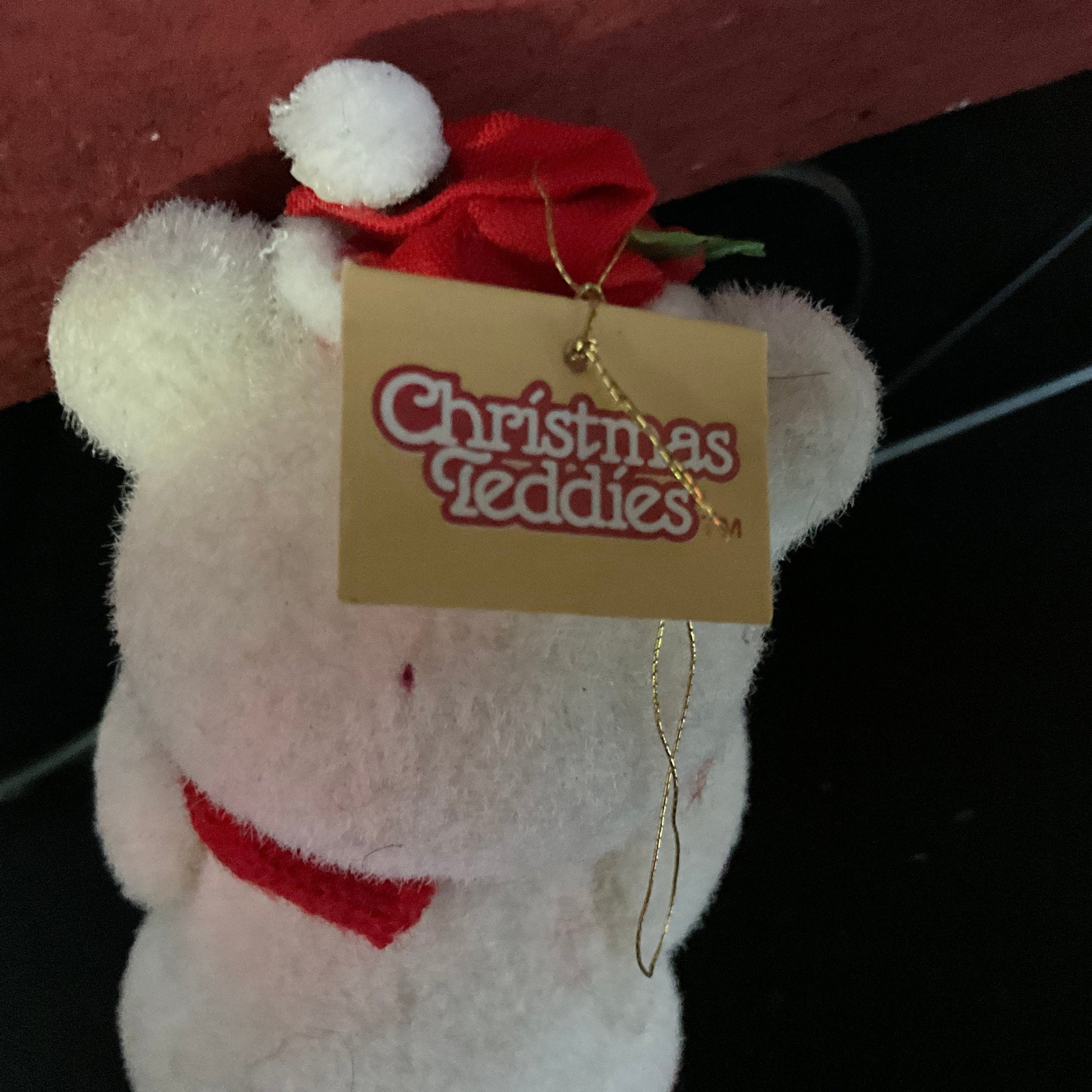 Christmas Teddies Flocked teddy bear 5 inch ornament