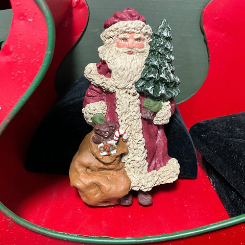 June McKenna Collectibles 1982-1988 Santa Claus with his sack and Christmas tree ornament