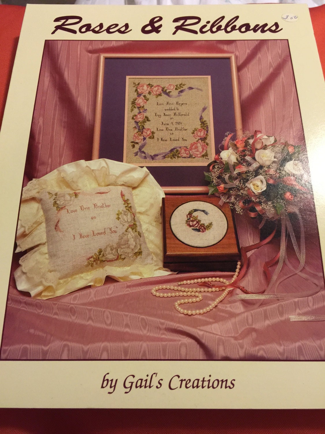 Gail&#39;s Creations, Roses & Ribbons counted cross stitch design