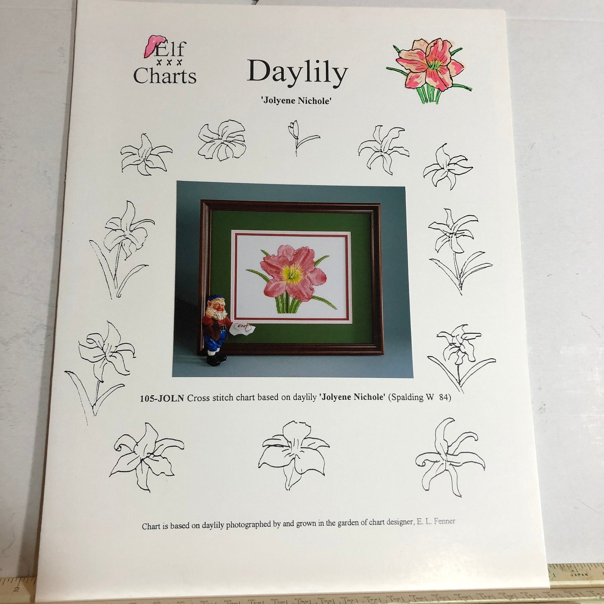 Elf Charts, Daylily, Jolyene Nichole, Vintage 2000, Counted Cross Stitch Chart