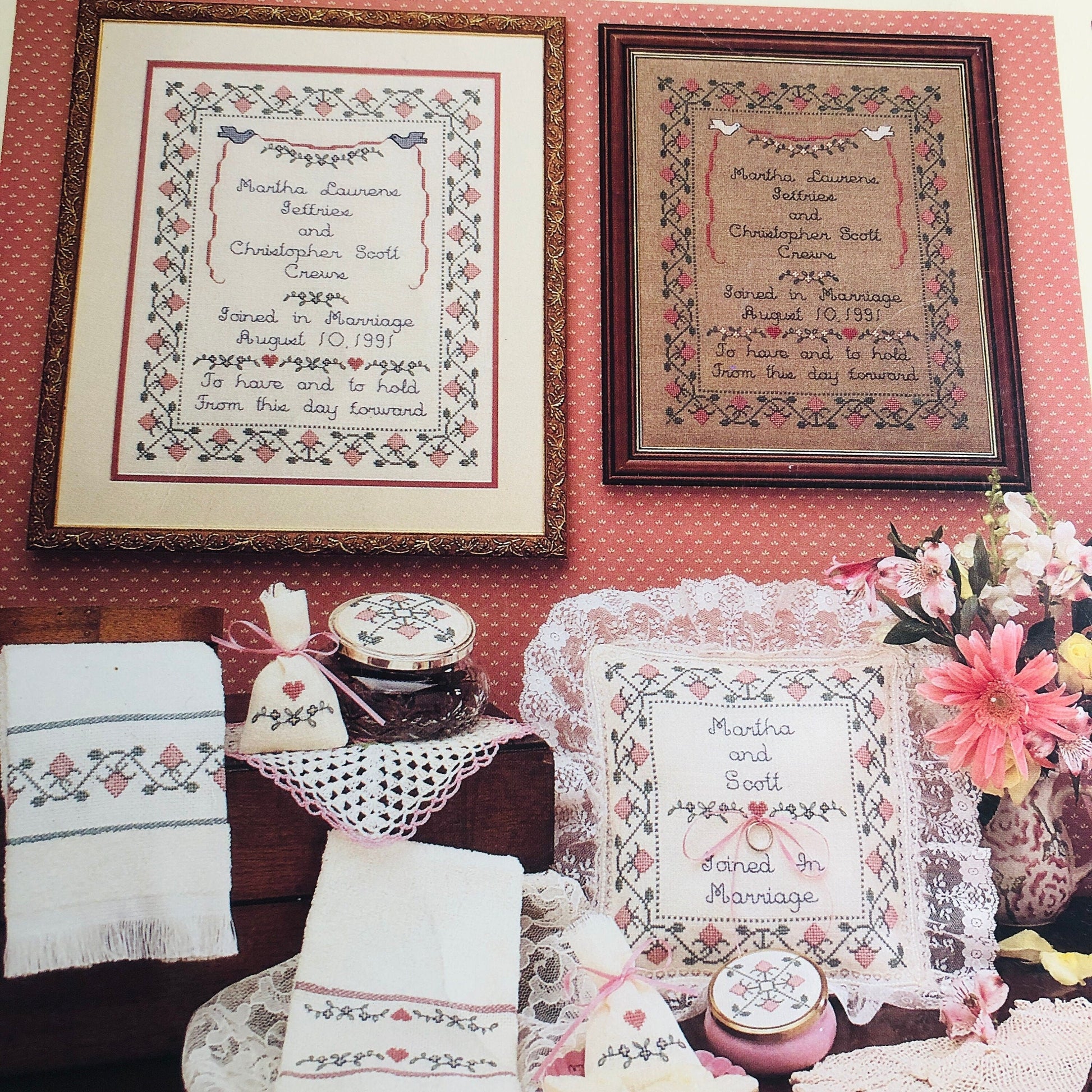 Margaret & Margaret, Joined In Marriage Sampler, Vintage 1991, Counted Cross Stitch Chart