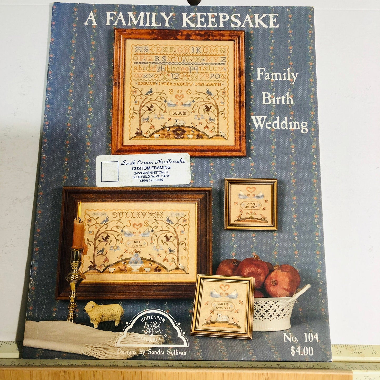 Homespun Elegance, A Family Keepsake, Family Birth Wedding, Vintage 1989, Counted Cross Stitch Chart