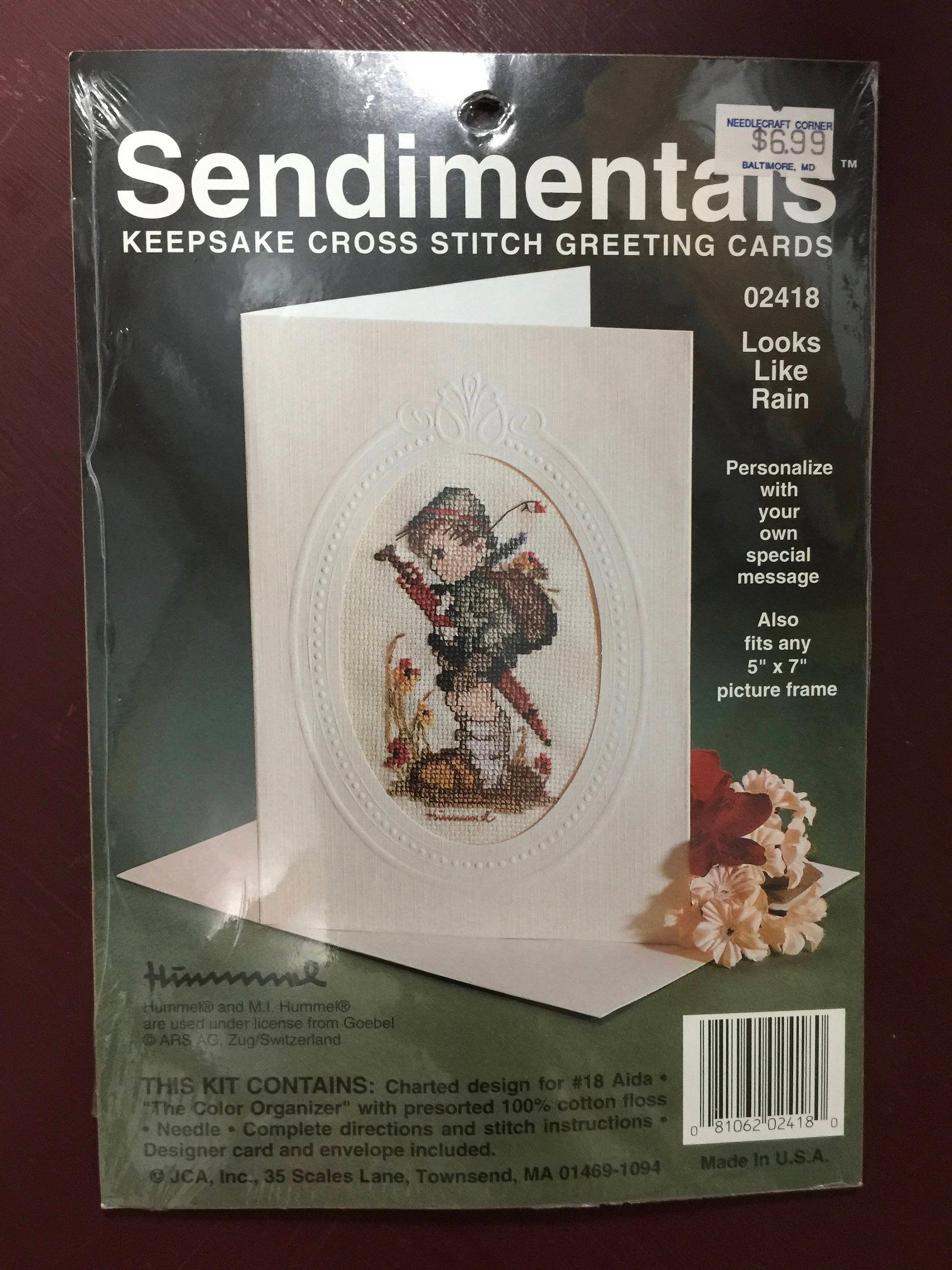 Sendimentals &quot;Looks Like Rain&quot; Keepsake Cross stitch Greeting Card Cross Stitch Kit