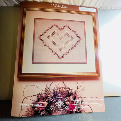 Cross &#39;N Patch, With Love, Emie Bishop, Vintage 1991, Hardinger, Counted Cross Stitch Chart