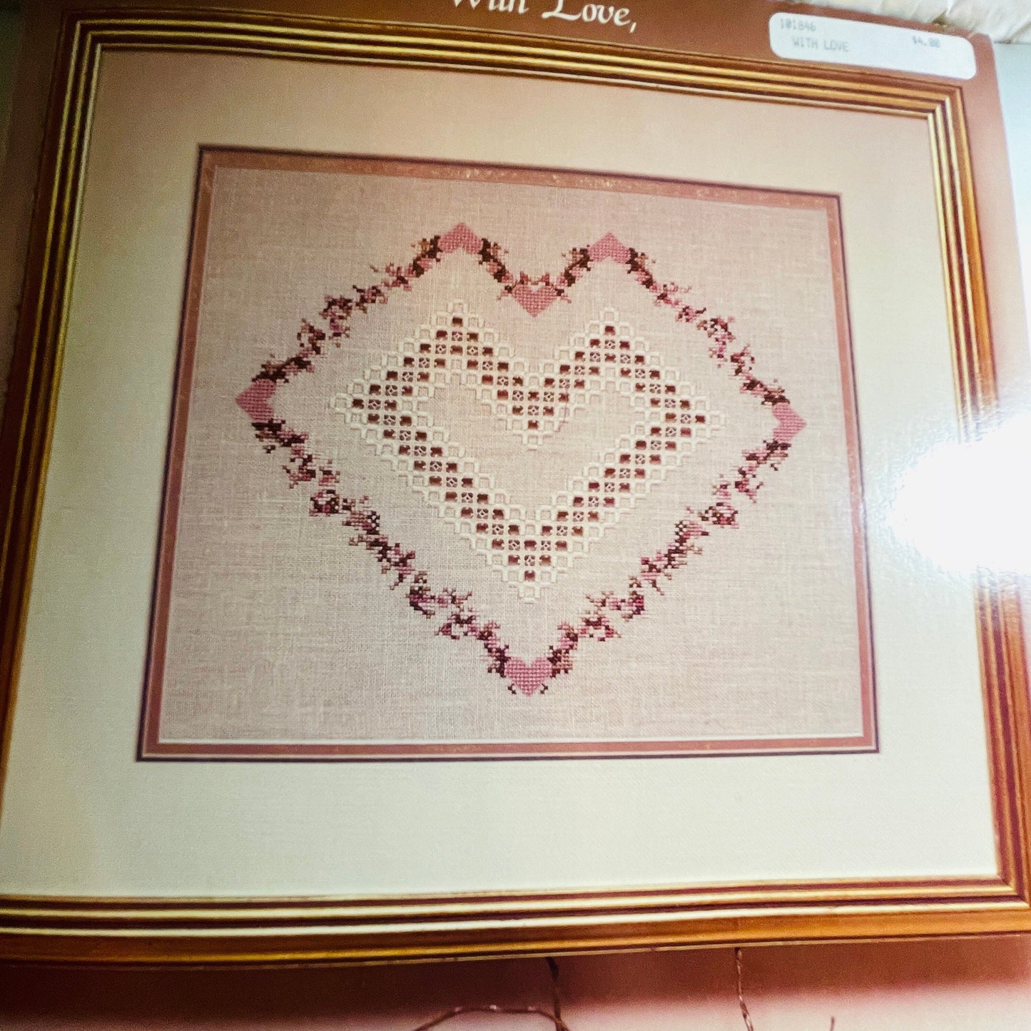 Cross &#39;N Patch, With Love, Emie Bishop, Vintage 1991, Hardinger, Counted Cross Stitch Chart