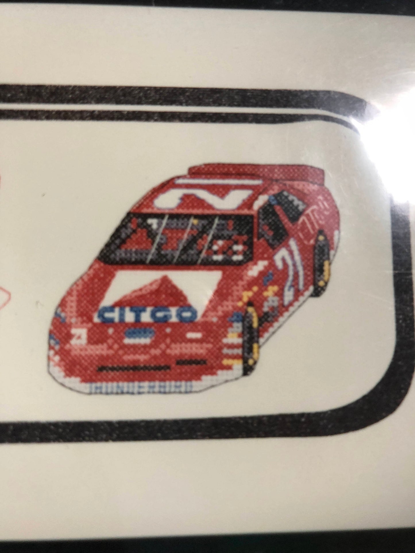 Number 21, Michael Waltrip&#39;s, &#39;96 , Citgo, Ford, Vintage Motor Racing Cross Stitch Chart