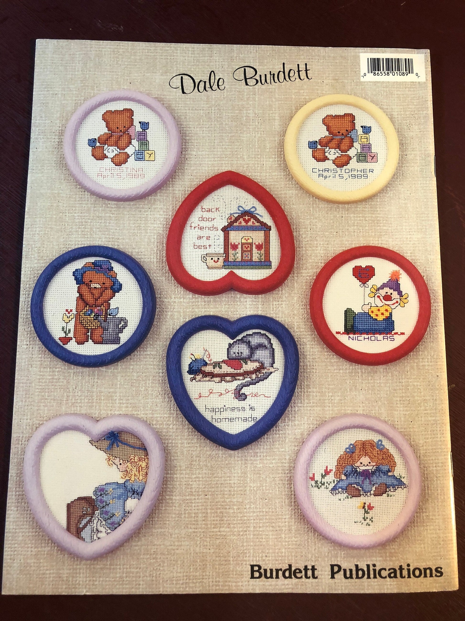 Dale Burdett, Set of 2, Sentiments That Bear Repeating 1986, Country Keepers 1984, Vintage Counted Cross Stitch Pattern Books