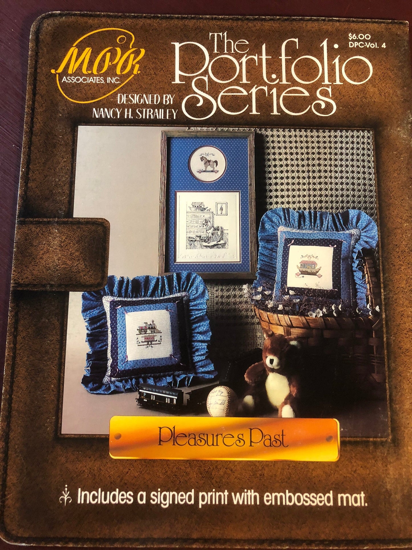 MPR associates, The Portfolio Series, Pleasures Past, Vintage 1986, Counted Cross Stitch Chart with Embossed Mat and Print