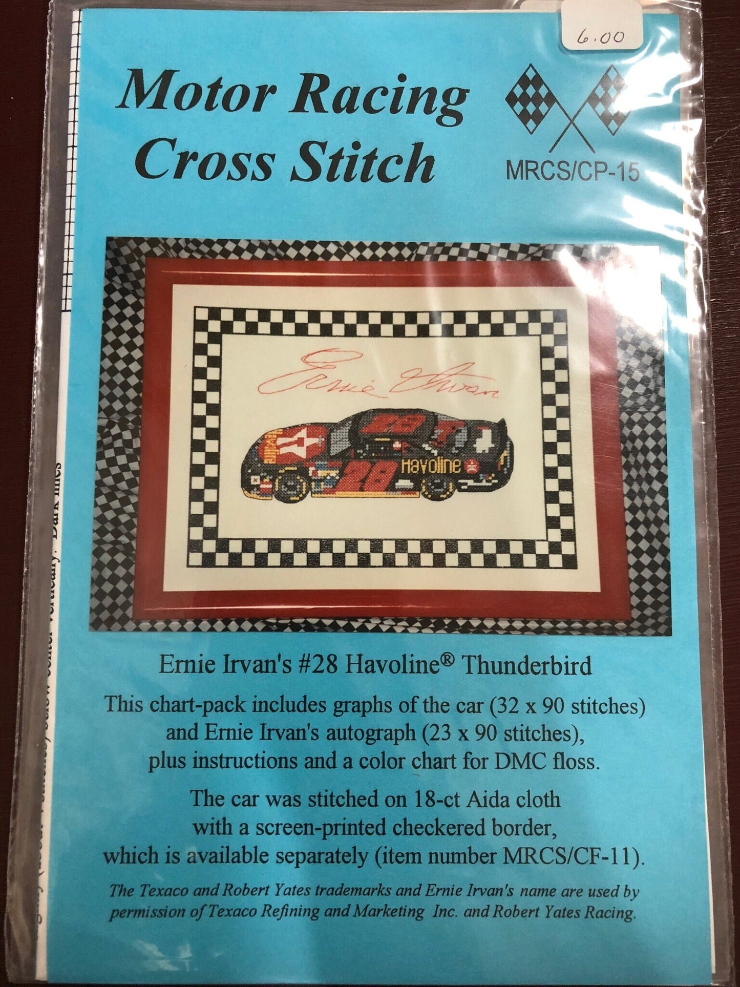 Number 28, Ernie Irvin&#39;s, Thunderbird Vintage Motor Racing Cross Stitch Chart