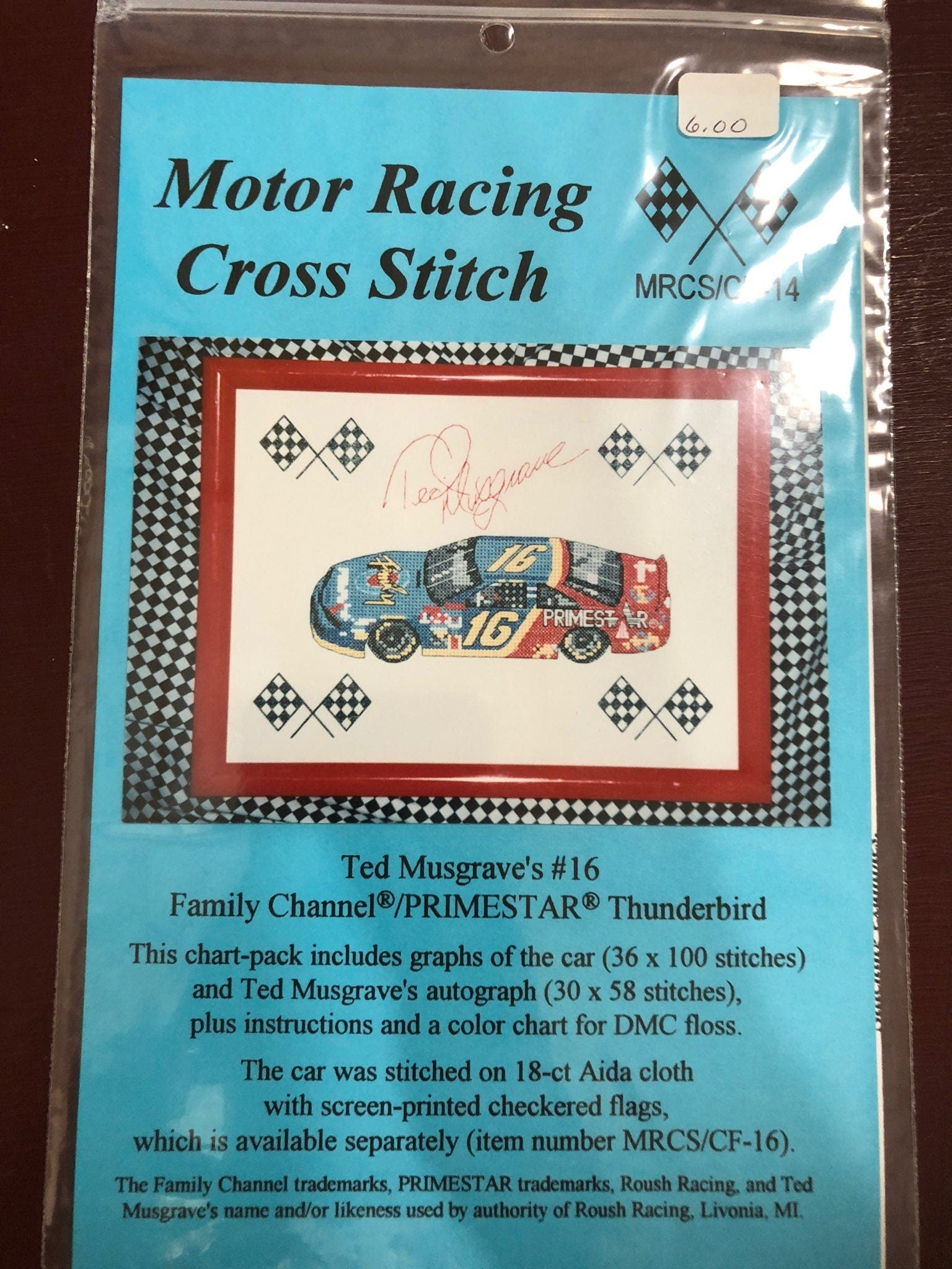 Number 16, Ted Musgrove&#39;s, Thunderbird Vintage Motor Racing Cross Stitch Chart