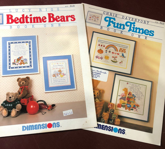 Dimensions, Set Of 2, Fun Times, Book One, Bedtime Bears, Book One, Counted Cross Stitch Patterns