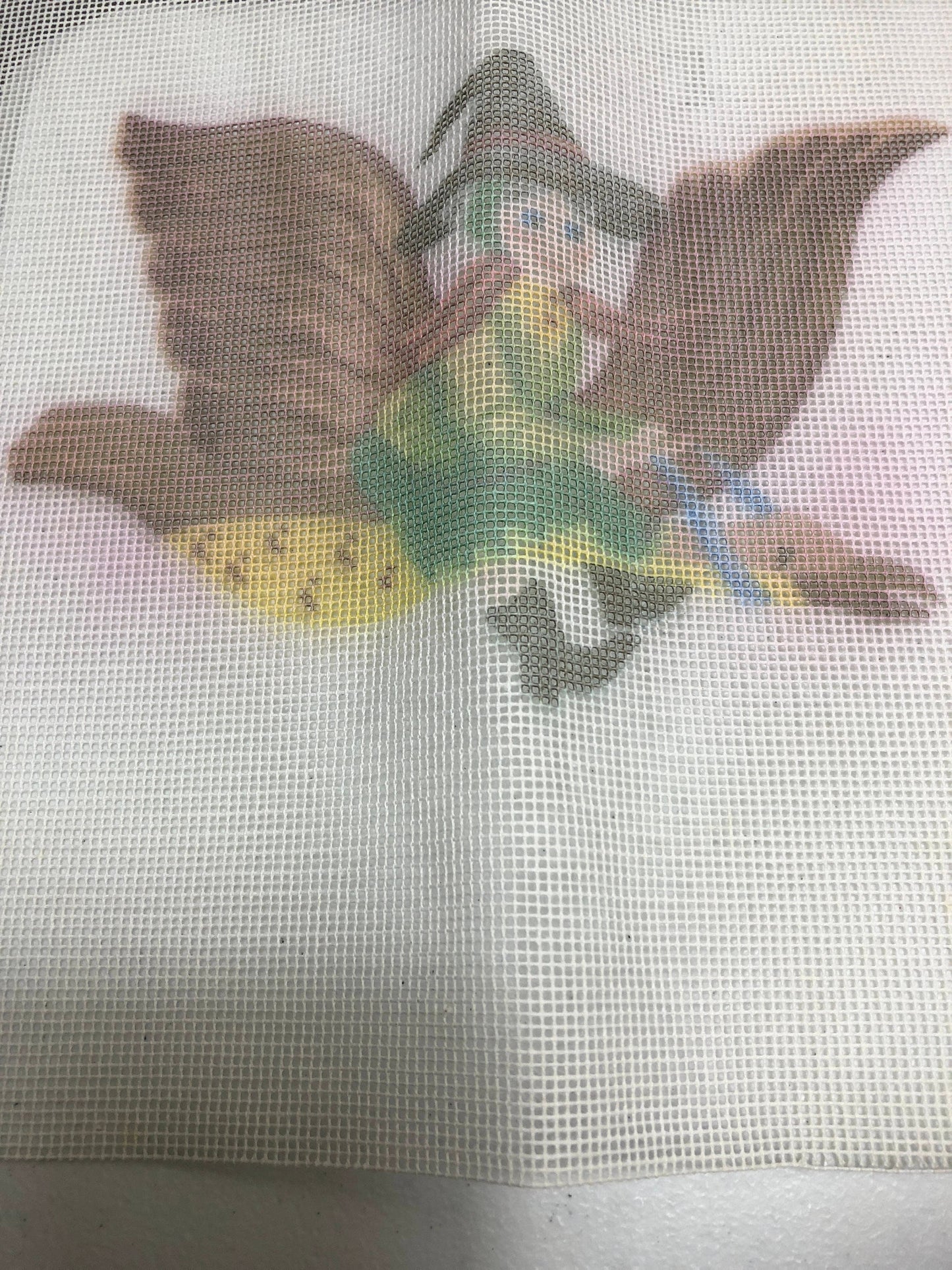 Witch on Bird Printed Canvas for Needlepoint