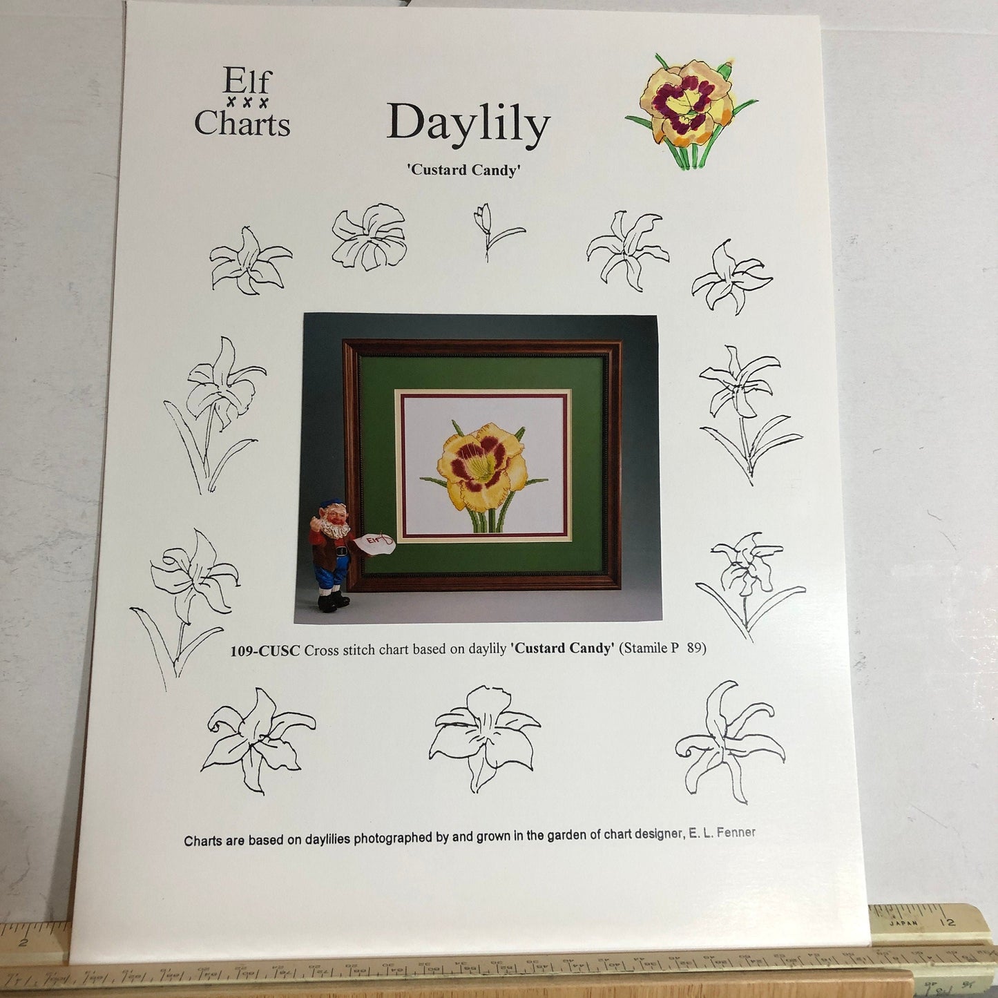 Elf Charts, Daylily, Custard Candy, Vintage 2000, Counted Cross Stitch Chart