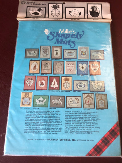 Choice of Heart, House, or Hen, Vintage 1983, Millie&#39;s Shapley Mats, For Cross Stitch, Free Pattern Included