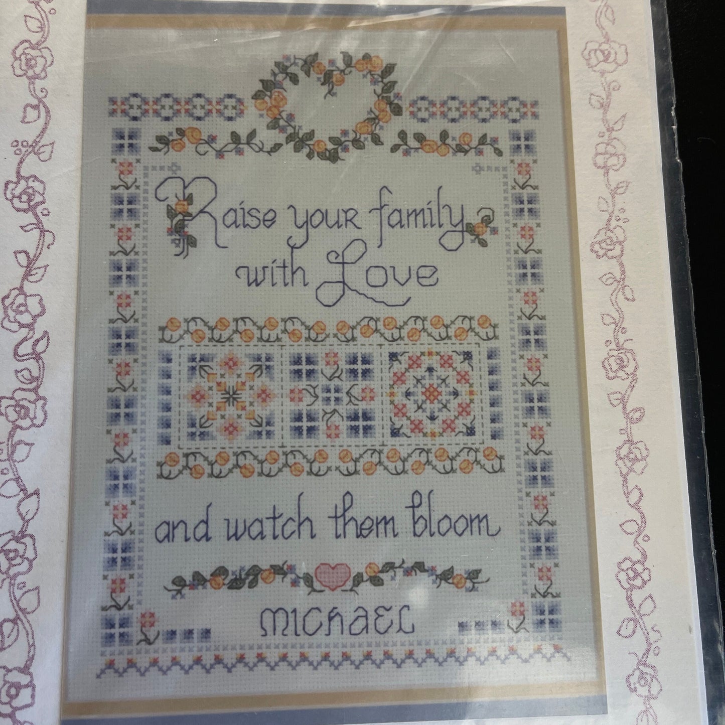 Ursula Michael Designs, Raise Your Family, #185, Counted Cross Stitch Chart 8 by 12 inches