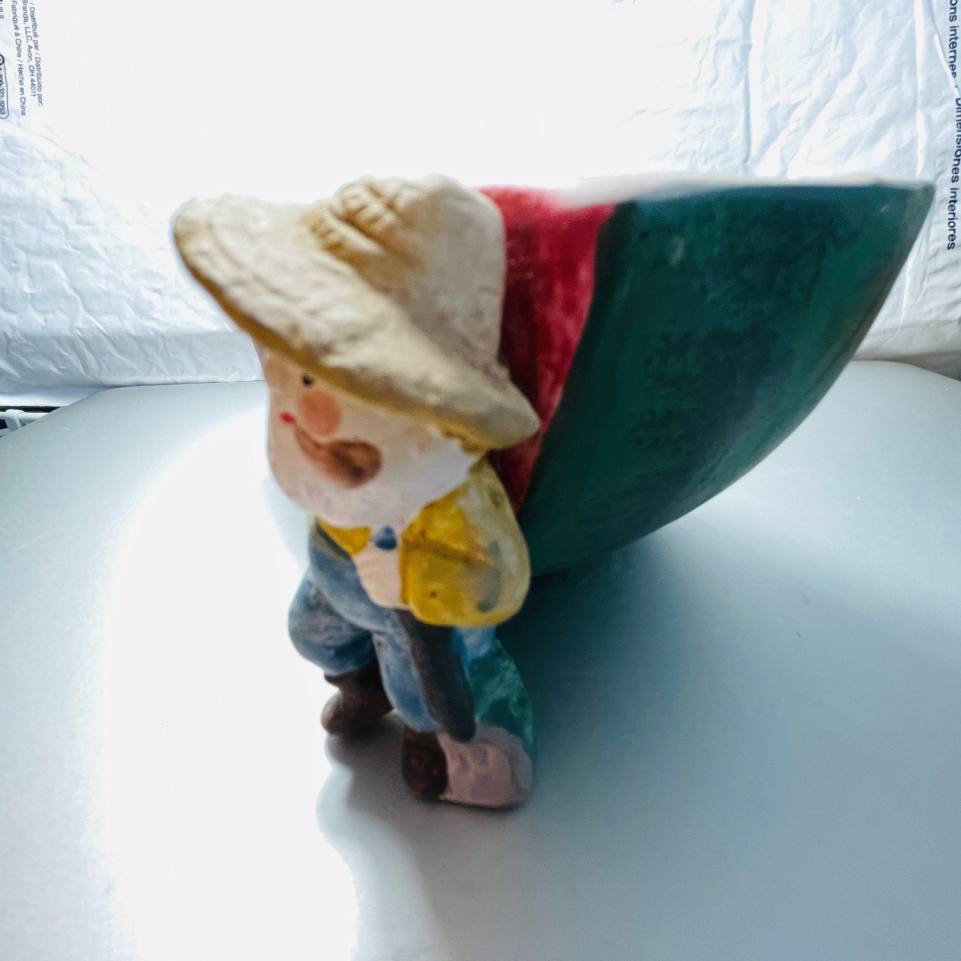 Enesco, Watermelon with farmer, planter/dish, vintage 1975, collectible figurine