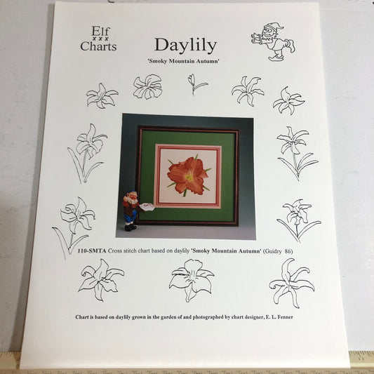 Elf Charts, Daylily, Smoky Mountain Autumn, Vintage 2000, Counted Cross Stitch Chart