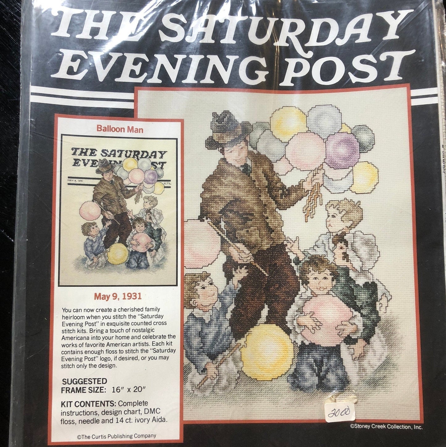 Stoney Creek Collection, Balloon Man, The Saturday Evening Post, Vintage*,*Counted Cross Stitch Pattern, 16 by 20 inch