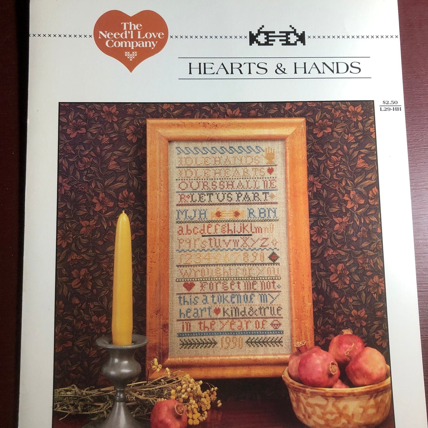 The Need&#39;l Love Company, Hearts & Hands, Designed by, Rhonda Manley, Vintage 1990, Counted Cross Stitch, Pattern Book