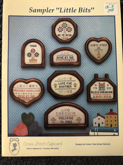 Cross Stitch Cupboard, Little Bits, Sampler, by Susan Hearnshaw Gielczyk, Vintage 1988, Counted Cross Stitch Pattern