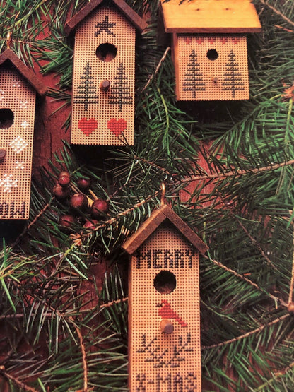 Season&#39;s Tweetings, Cinnamon Heart Needleworks, Vintage 1994, Perforated Paper Designs For Bird Houses