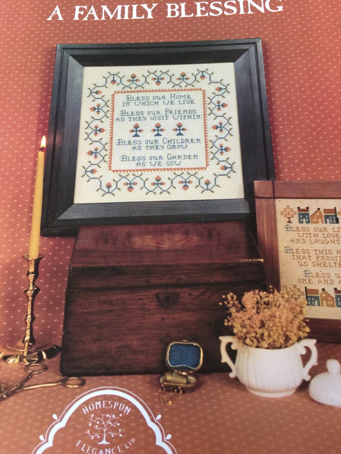 Homespun Elegance A Family Blessing Book No. 70 Vintage counted cross stitch design