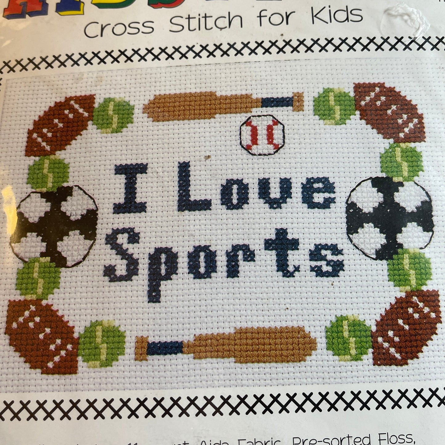 The Design Connection Kidstitch I Love Sports, Choice Of Sports, Cheer, Skating... or Football Soccer... Cross Stitch Kits, See Variations*