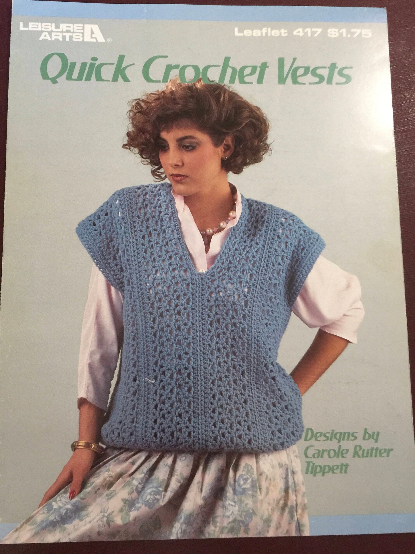 Vintage 1986 Leisure Arts &quot;Quick Crochet Vests&quot; Designs by Rutter Tippett Crochet Leaflet 417