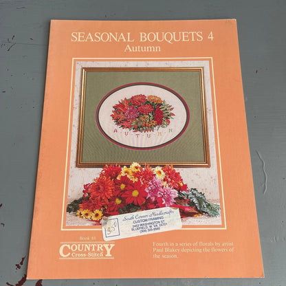 Country Cross Stitch Seasonal Bouquets 4 Autumn Vintage 1990 Counted Cross Stitch Chart