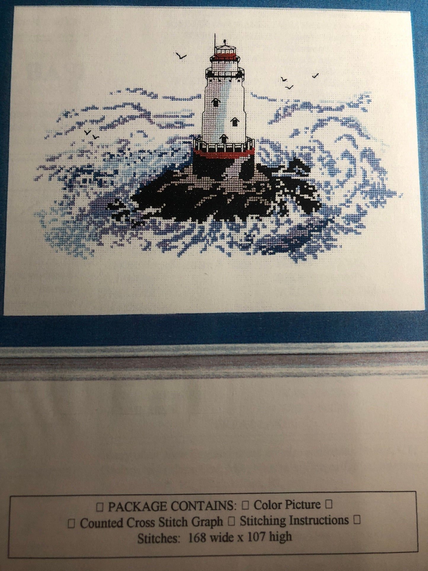 S.P. INK, Lighthouse !!, Sakonnet, Ri, Lighthouse on, Little Comorant Island, Vintage 1999 Counted Cross Stitch Pattern, 168w by 107h