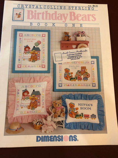 Dimension, Birthday Bears, Vintage 1987, Counted Cross Stitch Pattern Book