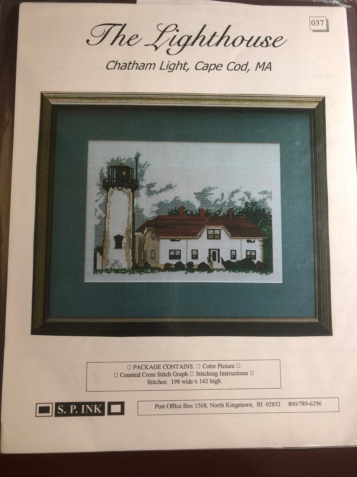 S.P. Ink, The Lighthouse, Chatham Light, Cape Cod, Massachusetts, Vintage, Counted, Cross Stitch Pattern, Stitch Count, 198 by 142