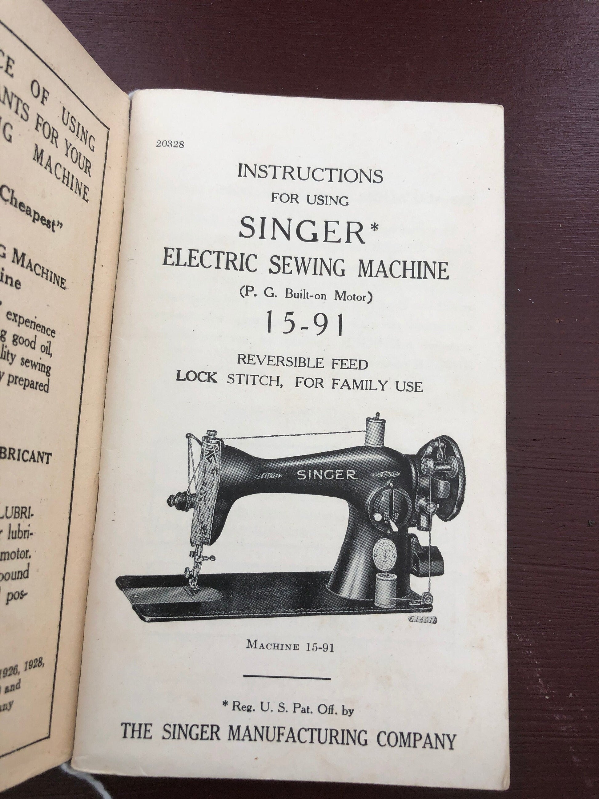 Instruction For Using Singer Electric Sewing Machine 15-90, Vintage Collectible 1940s, Booklet In Nice Condition