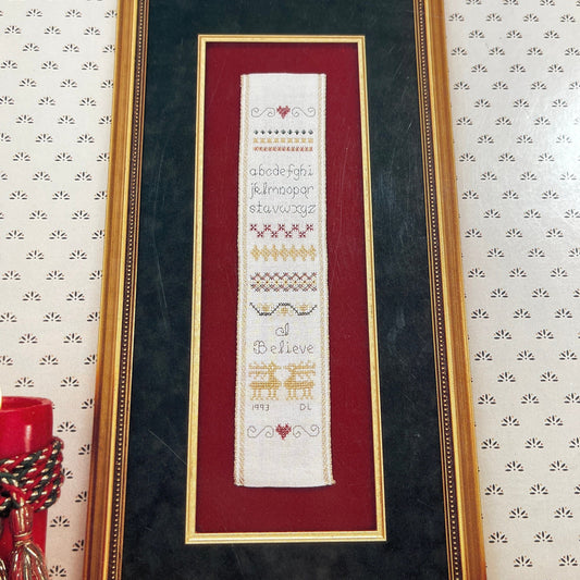 The Needle&#39;s Work I Believe Sampler Vintage 1993 Counted Cross Stitch Chart