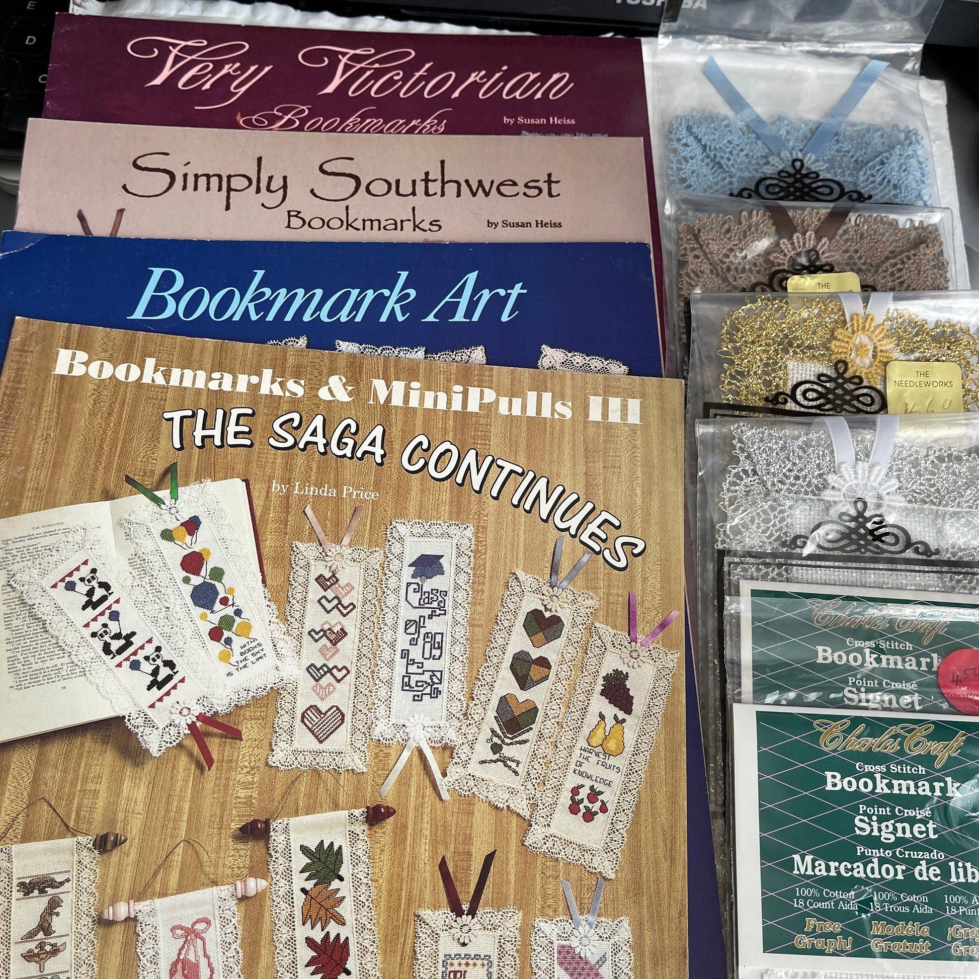 Amazing Book Mark Gift Pack 4 Design Books* and 6 Book Marks* To Stitch On See Pictures and Description*